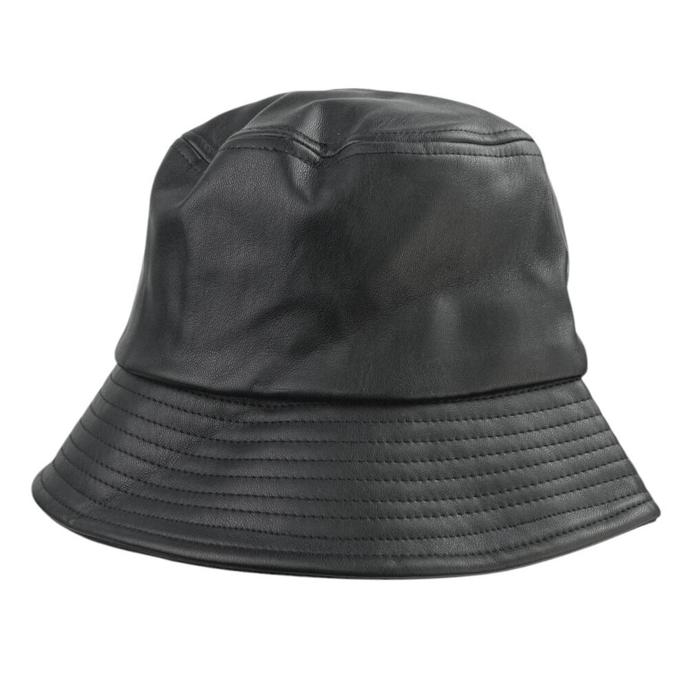 Urban Outfitters Women's Black Faux Vegan Leather Casual Bucket Hat One Size